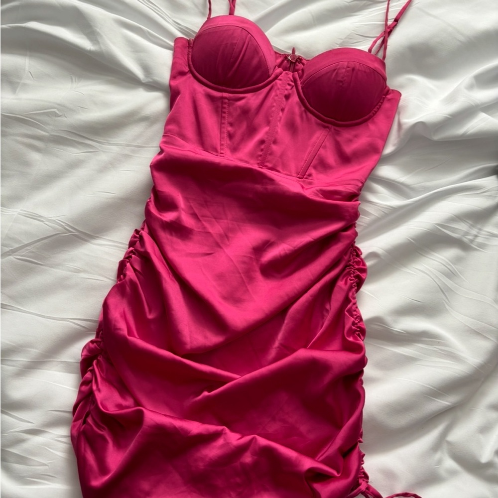 Oh Polly Pink Satin Dress